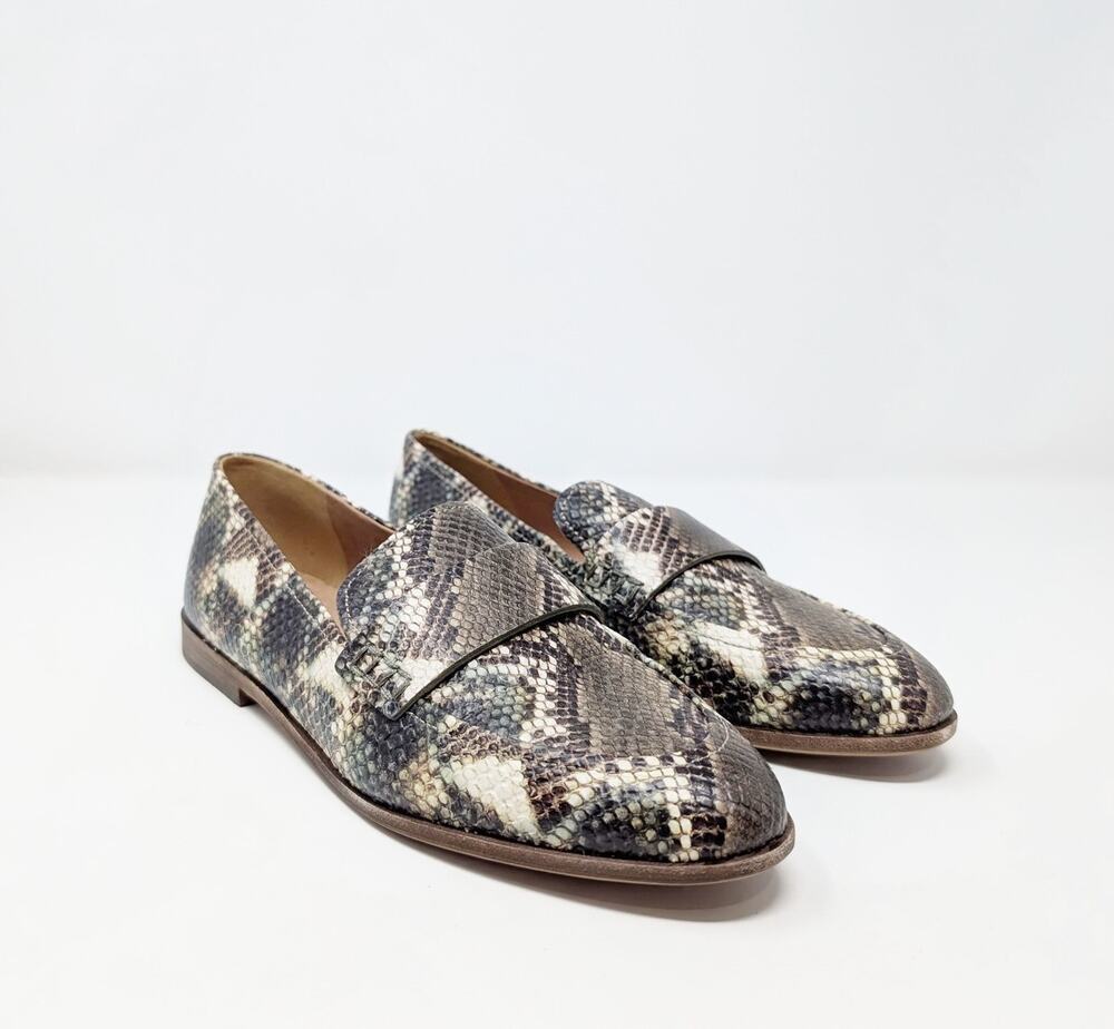 Madewell The Alex Loafer Green Brown Snake Embossed Shoes Women's Size 9.5